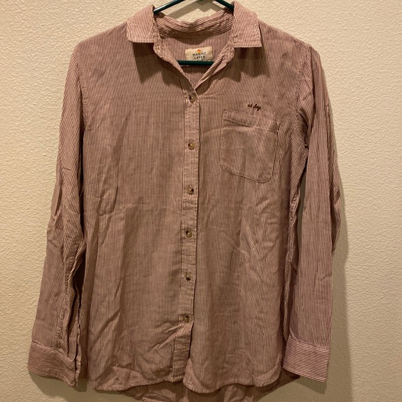 Marine layer oh hey button down striped shirt size medium - Picture 2 of 4